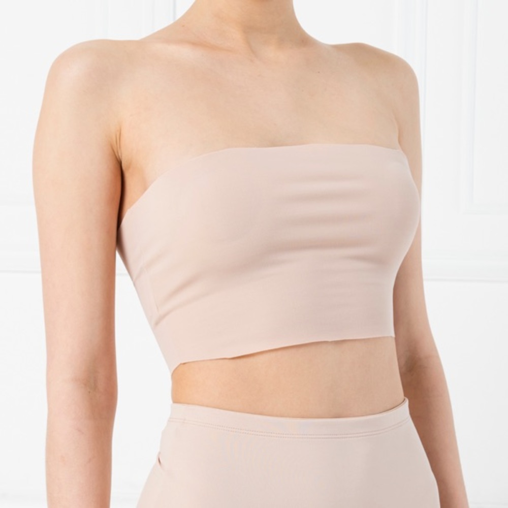 Nude raw cut tube top